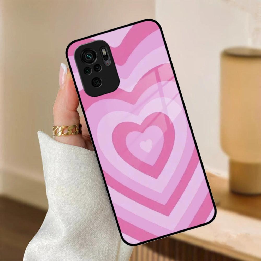 Latte Love Patter Glass Case Cover - Pink Redmi/Xiaomi