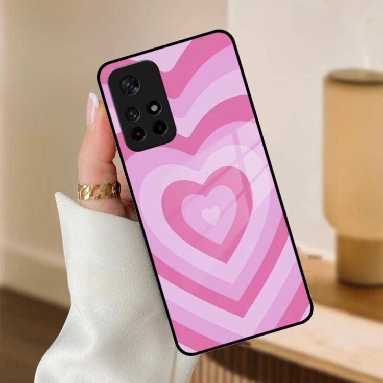 Latte Love Patter Glass Case Cover - Pink Redmi/Xiaomi