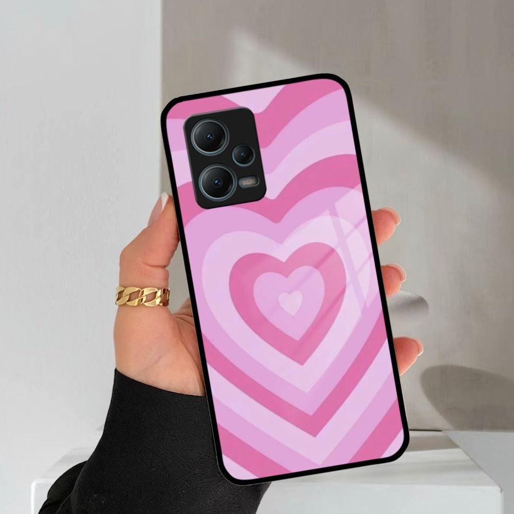 Latte Love Patter Glass Case Cover - Pink Redmi/Xiaomi