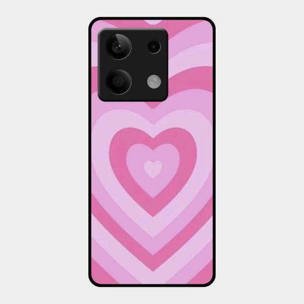 Latte Love Patter Glass Case Cover - Pink For Redmi Note 13 5G