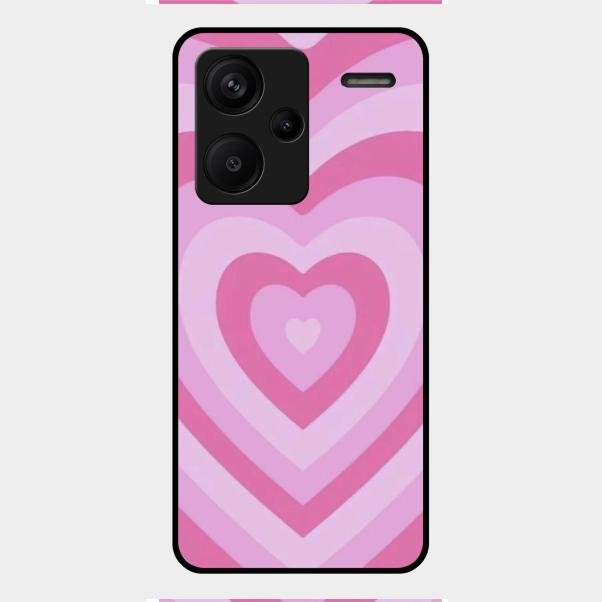 Latte Love Patter Glass Case Cover - Pink For Redmi Note 13 Pro Plus 5G