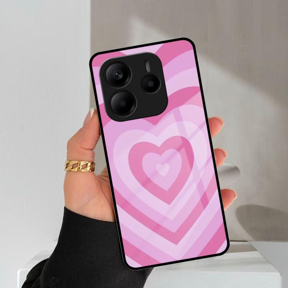 Latte Love Patter Glass Case Cover - Pink Redmi/Xiaomi