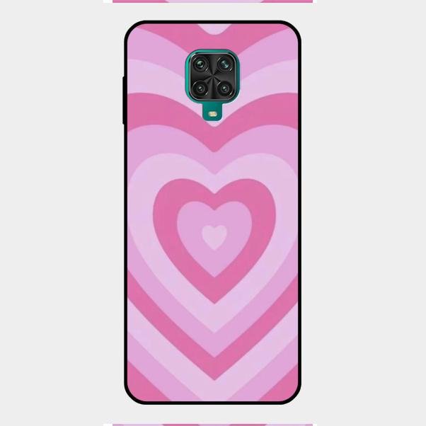 Latte Love Patter Glass Case Cover - Pink For Redmi Note 9 Pro
