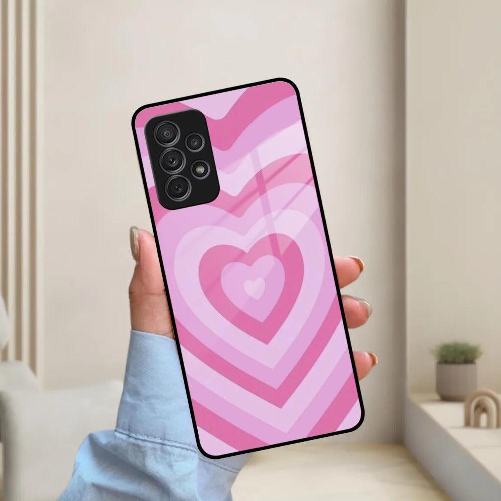 Latte Love Patter Glass Case Cover - Pink For Samsung