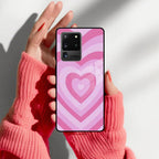 Latte Love Patter Glass Case Cover - Pink For Samsung - ShopOnCliQ