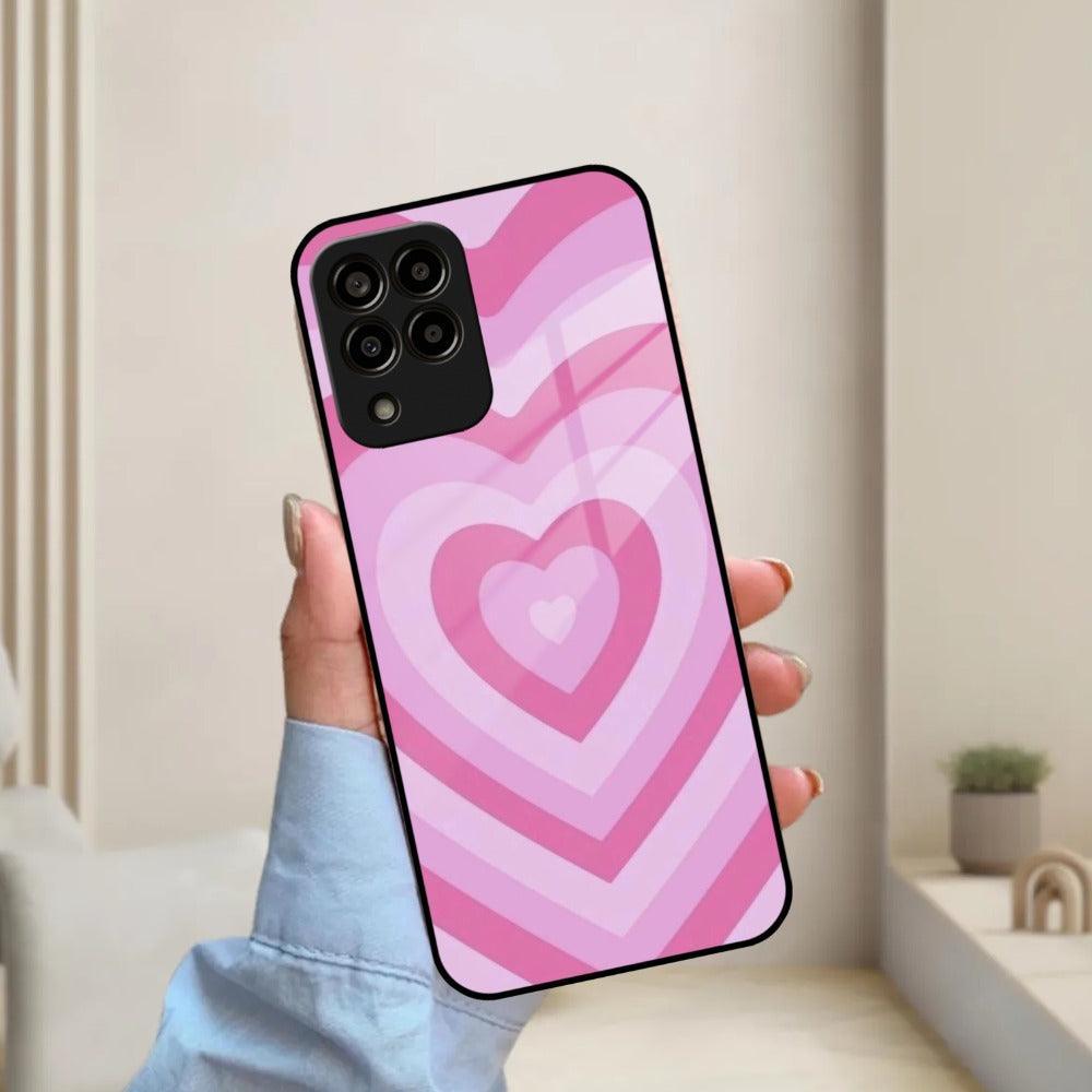 Latte Love Patter Glass Case Cover - Pink For Samsung