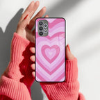 Latte Love Patter Glass Case Cover - Pink For Samsung - ShopOnCliQ