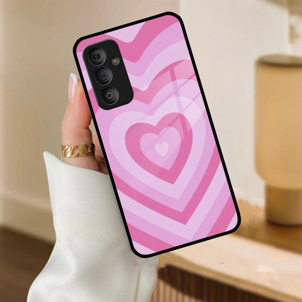 Latte Love Patter Glass Case Cover - Pink For Samsung