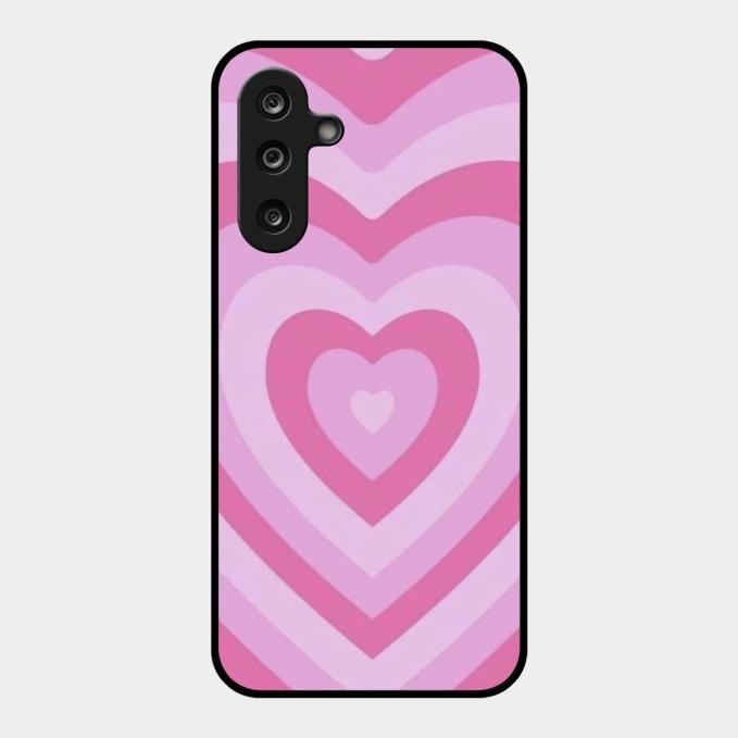 Latte Love Patter Glass Case Cover - Pink For Samsung Galaxy F16 5G