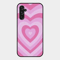 Latte Love Patter Glass Case Cover - Pink For Samsung Galaxy F34 5G