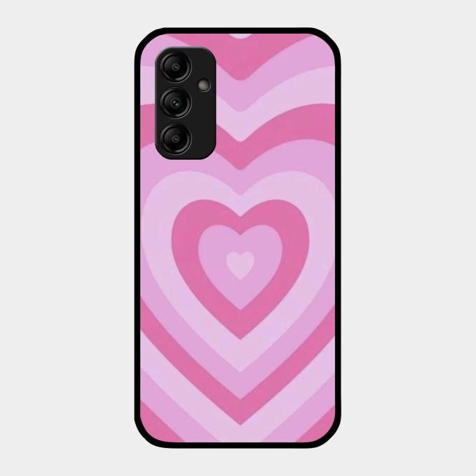 Latte Love Patter Glass Case Cover - Pink For Samsung Galaxy M14 5G
