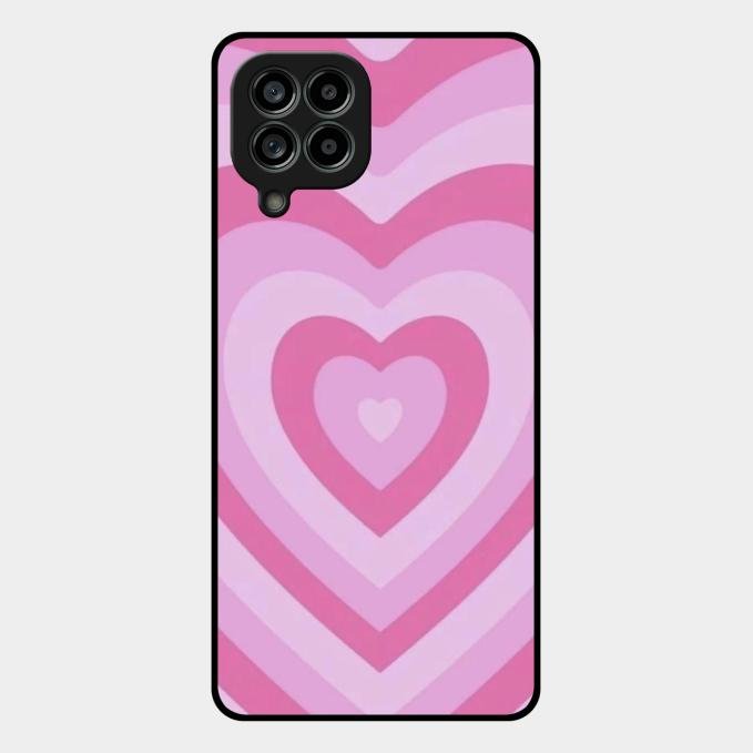 Latte Love Patter Glass Case Cover - Pink For Samsung Galaxy M53 5G