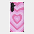 Latte Love Patter Glass Case Cover - Pink For Samsung Galaxy M55 5G