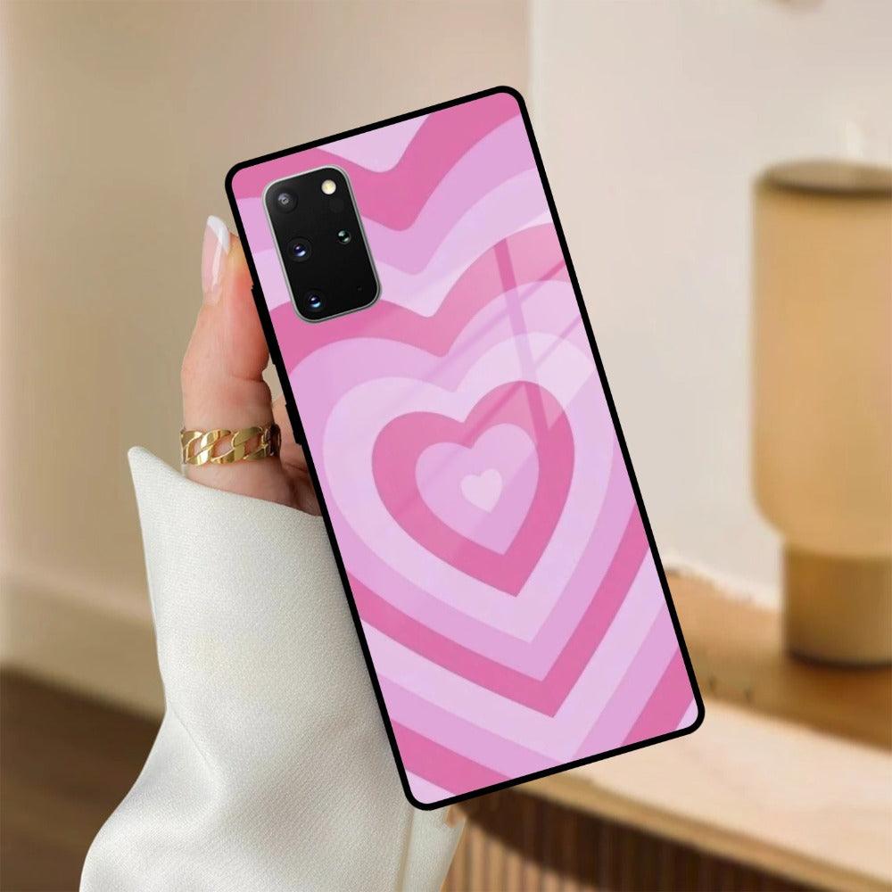 Latte Love Patter Glass Case Cover - Pink For Samsung