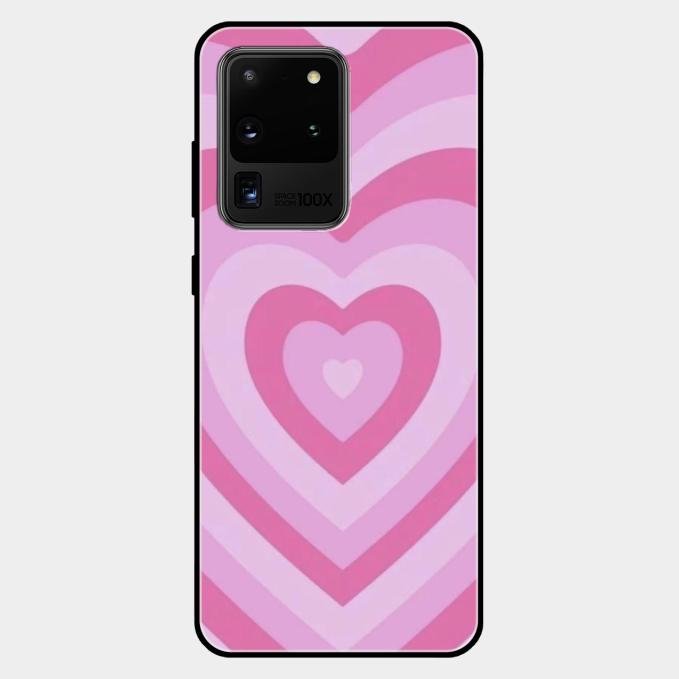 Latte Love Patter Glass Case Cover - Pink For Samsung Galaxy S20 Ultra