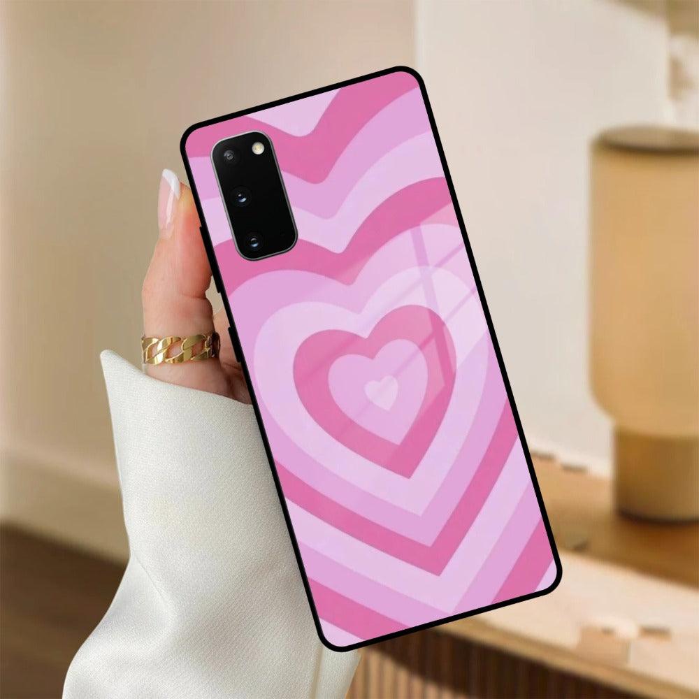 Latte Love Patter Glass Case Cover - Pink For Samsung