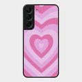 Latte Love Patter Glass Case Cover - Pink For Samsung Galaxy S22 5G