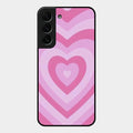 Latte Love Patter Glass Case Cover - Pink For Samsung Galaxy S22 Plus 5G