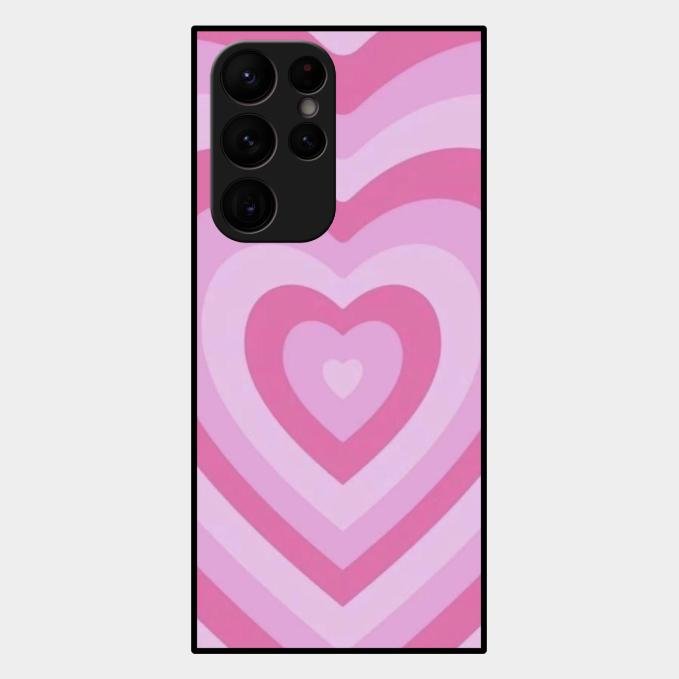 Latte Love Patter Glass Case Cover - Pink For Samsung Galaxy S22 Ultra 5G