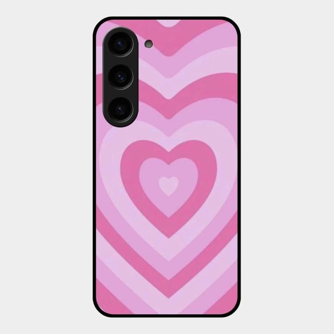 Latte Love Patter Glass Case Cover - Pink For Samsung Galaxy S23 5G