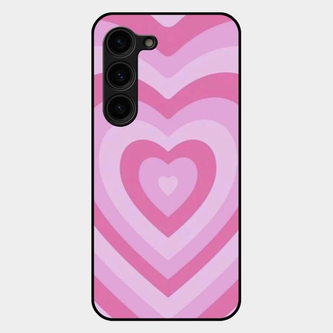 Latte Love Patter Glass Case Cover - Pink For Samsung Galaxy S23 Plus 5G