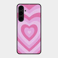 Latte Love Patter Glass Case Cover - Pink For Samsung Galaxy S24 Plus 5G