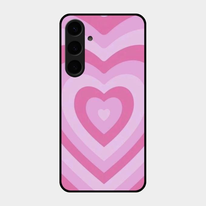 Latte Love Patter Glass Case Cover - Pink For Samsung Galaxy S24 Plus 5G