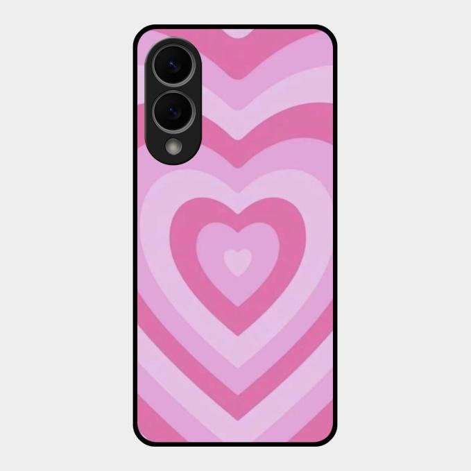 Latte Love Patter Glass Case Cover - Pink For Samsung Galaxy S25 Edge 5G