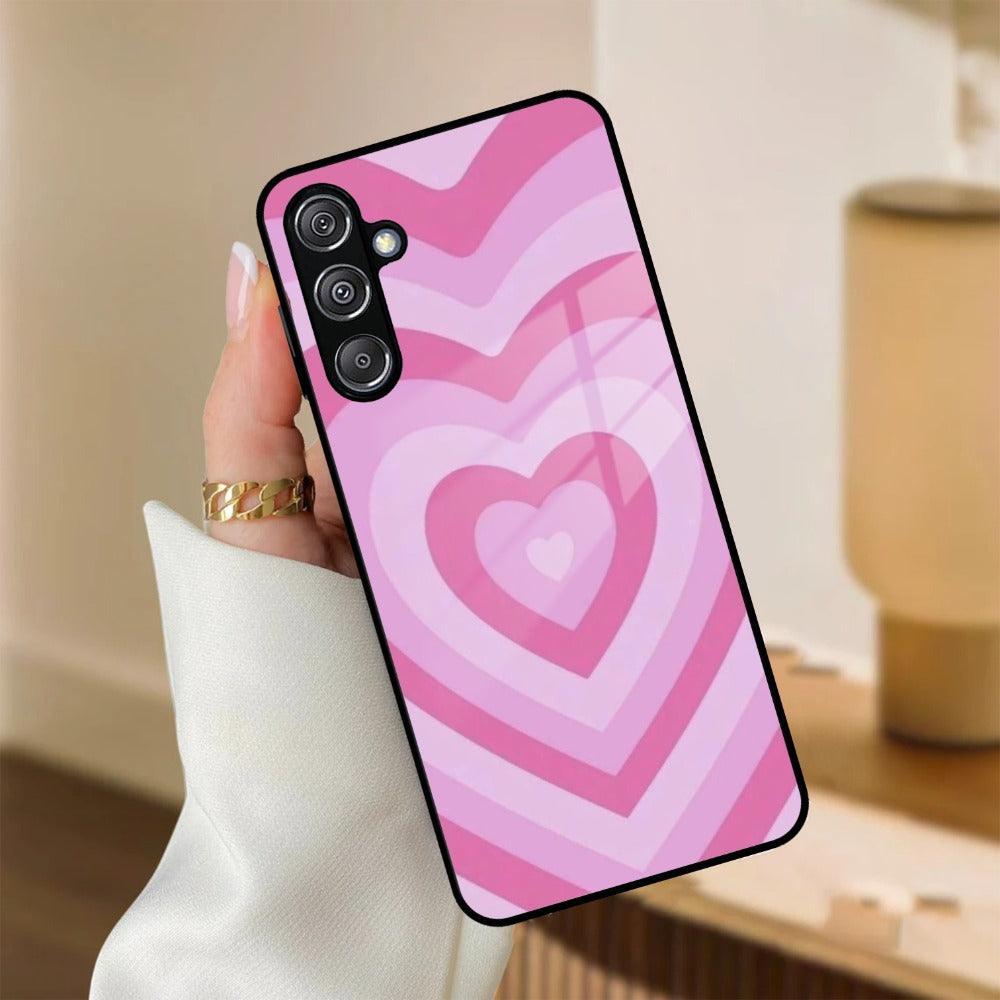 Latte Love Patter Glass Case Cover - Pink For Samsung