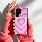 Latte Love Patter Glass Case Cover - Pink For Samsung - ShopOnCliQ