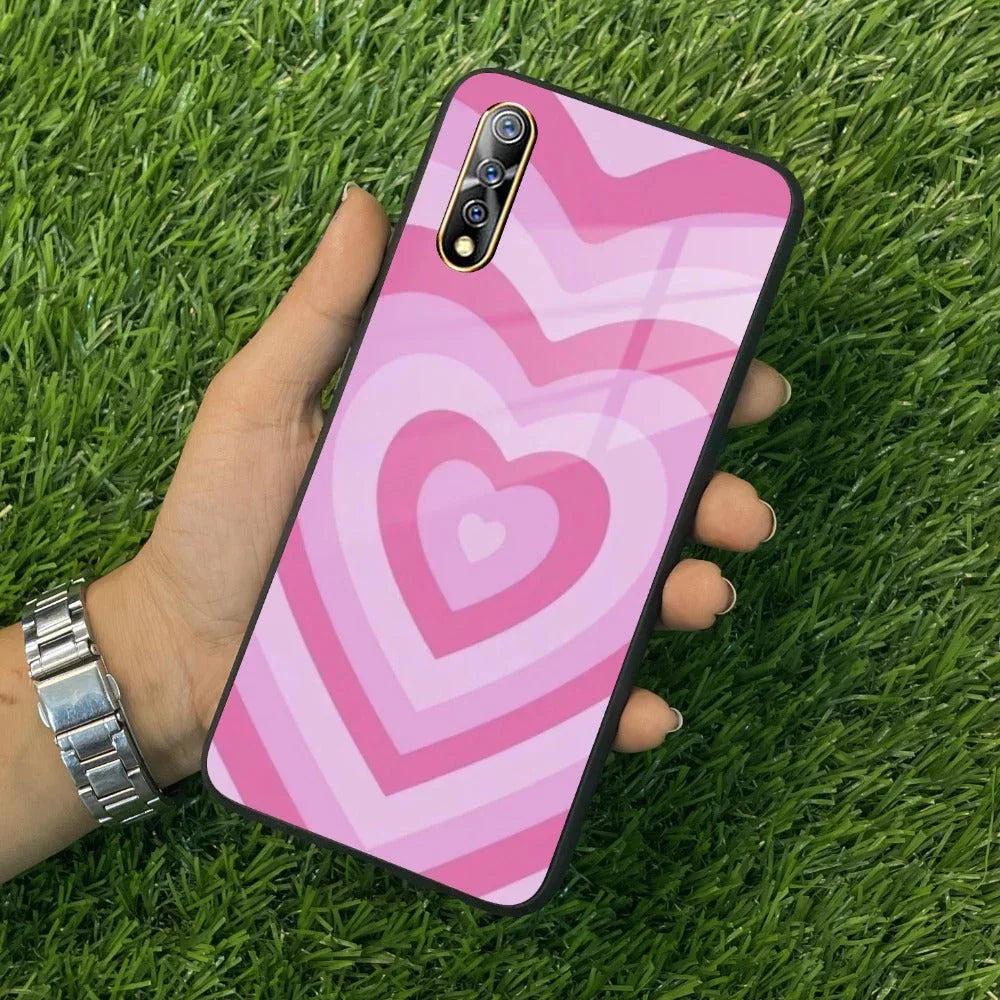Latte Love Patter Glass Case Cover - Pink For Vivo - ShopOnCliQ