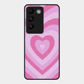 Latte Love Patter Glass Case Cover - Pink For Vivo T3 5G