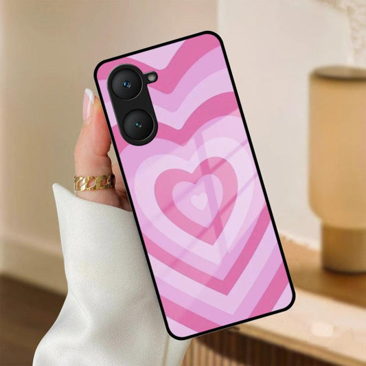 Latte Love Patter Glass Case Cover - Pink For iQOO