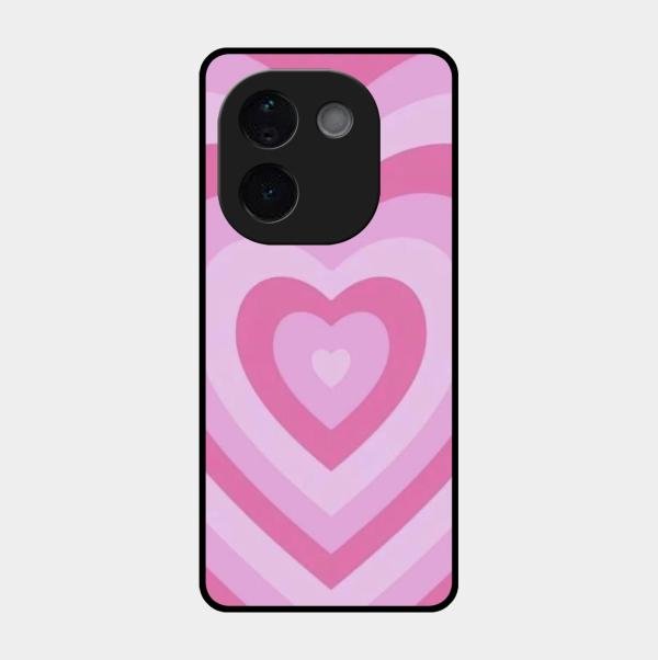 Latte Love Patter Glass Case Cover - Pink For Vivo T3 Pro 5G
