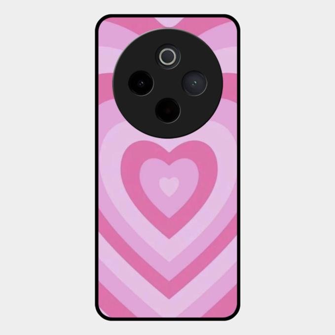 Latte Love Patter Glass Case Cover - Pink For Vivo T4 5G