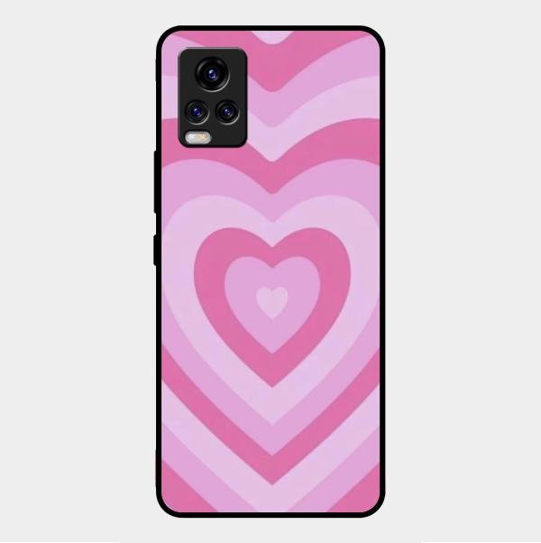 Latte Love Patter Glass Case Cover - Pink For Vivo V20 Pro 5G