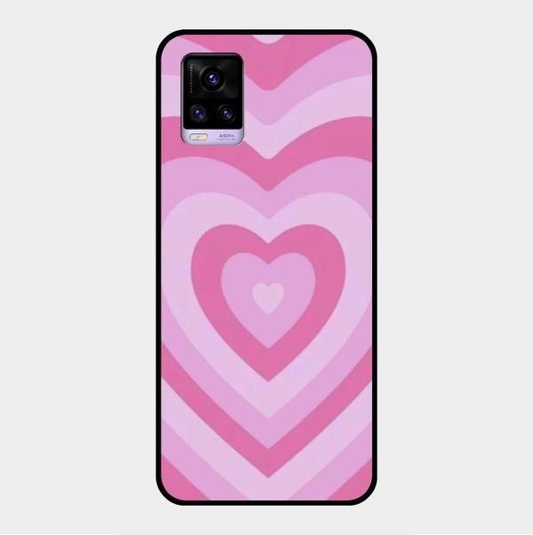 Latte Love Patter Glass Case Cover - Pink For Vivo V20
