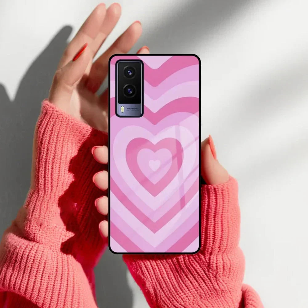 Latte Love Patter Glass Case Cover - Pink For Vivo - ShopOnCliQ