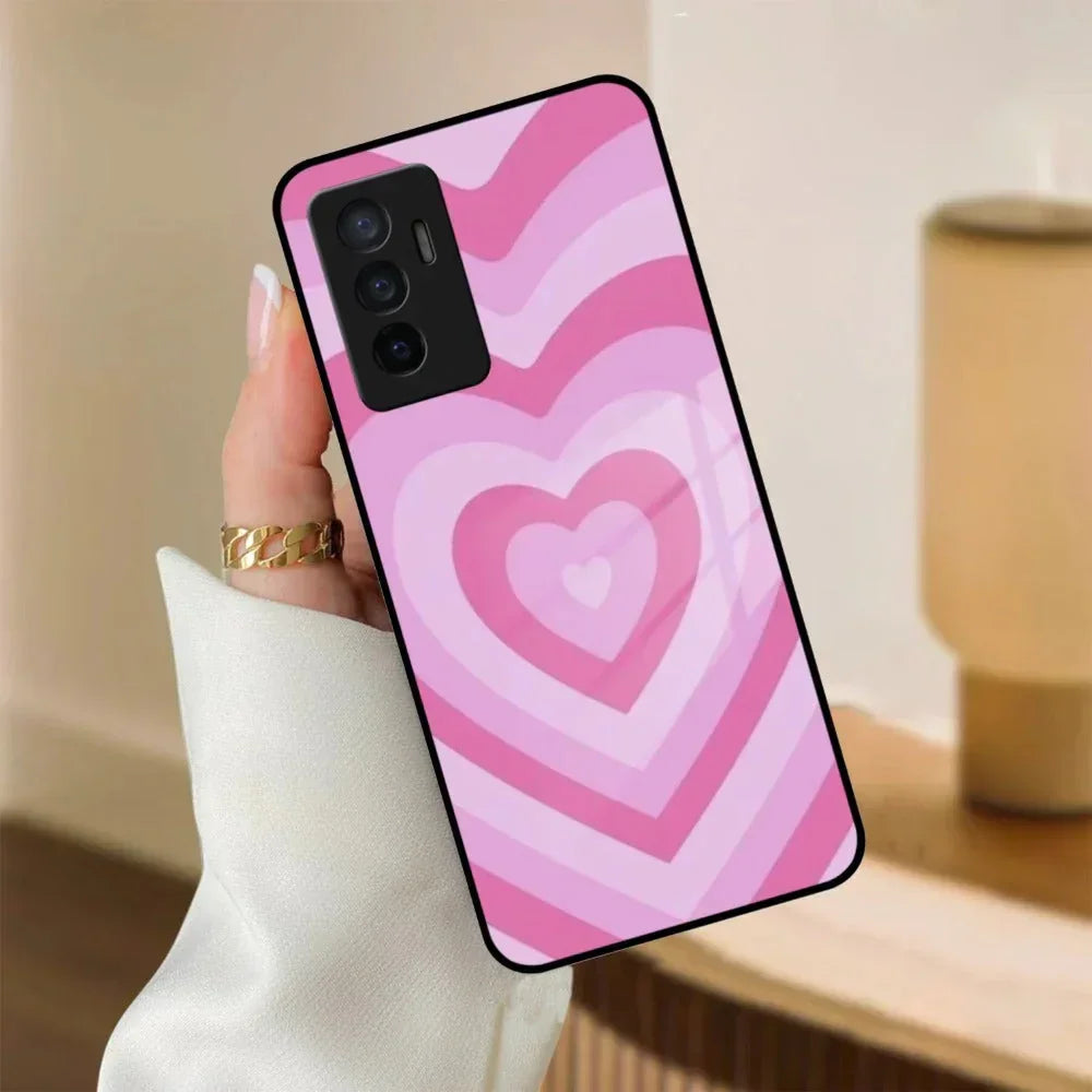Latte Love Patter Glass Case Cover - Pink For Vivo - ShopOnCliQ