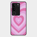 Latte Love Patter Glass Case Cover - Pink For Vivo V29 5G