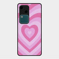 Latte Love Patter Glass Case Cover - Pink For Vivo V30 5G