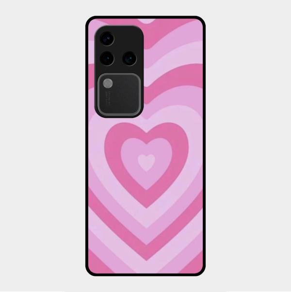 Latte Love Patter Glass Case Cover - Pink For Vivo V30 Pro 5G