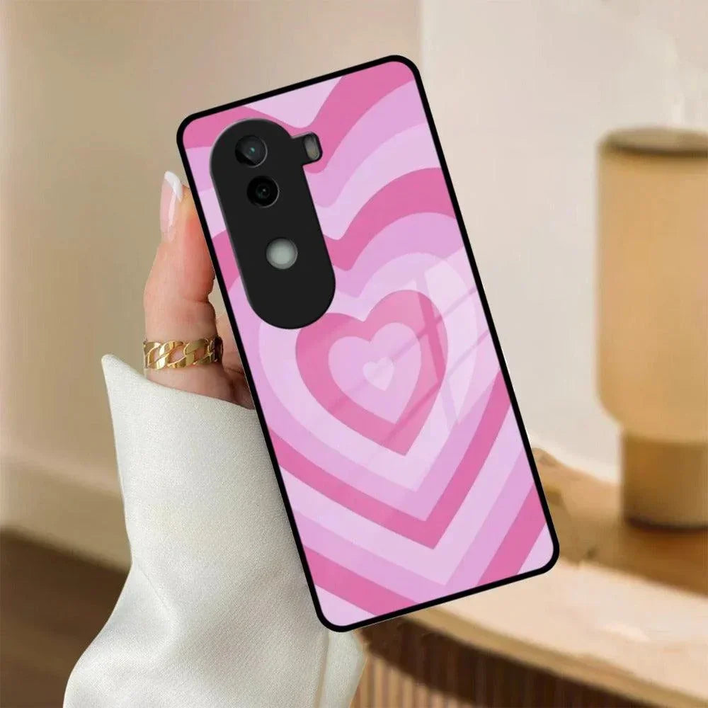 Latte Love Patter Glass Case Cover - Pink For Vivo - ShopOnCliQ