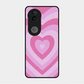 Latte Love Patter Glass Case Cover - Pink For Vivo V50E 5G