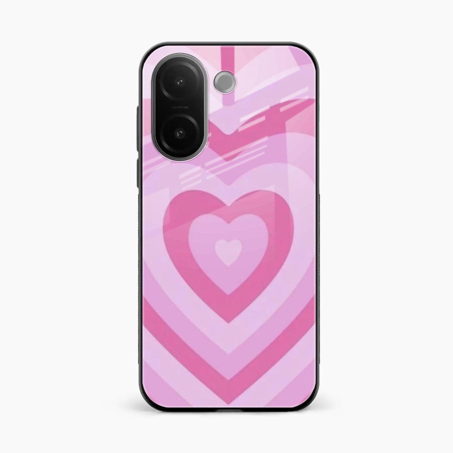Latte Love Patter Glass Case Cover - Pink For Vivo V60e 5G