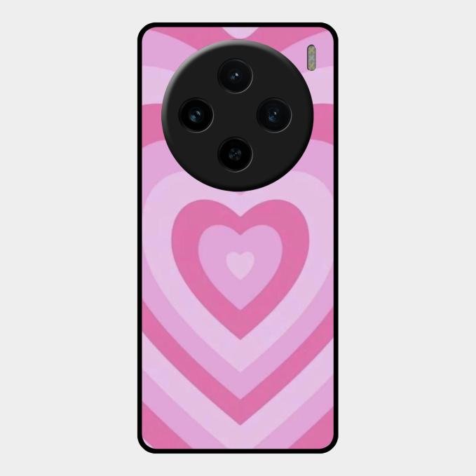 Latte Love Patter Glass Case Cover - Pink For Vivo X100 5G