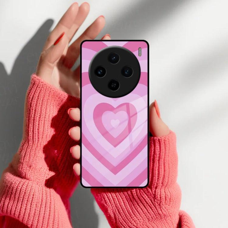 Latte Love Patter Glass Case Cover - Pink For Vivo - ShopOnCliQ