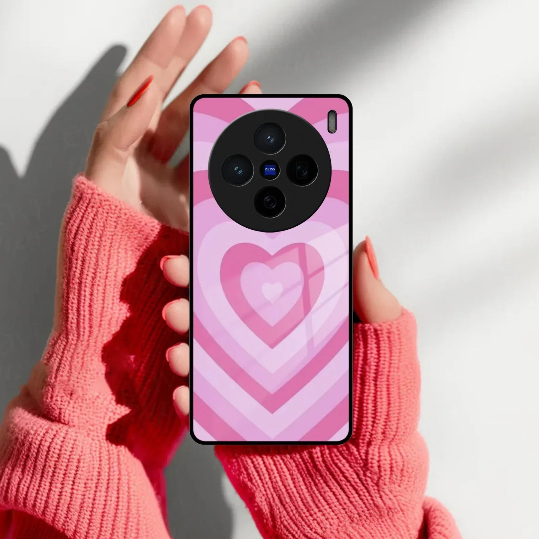 Latte Love Patter Glass Case Cover - Pink For Vivo - ShopOnCliQ
