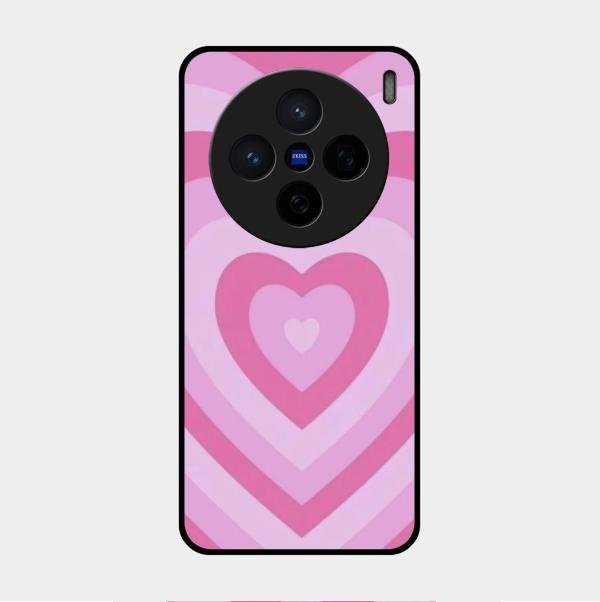 Latte Love Patter Glass Case Cover - Pink For Vivo X200 5G