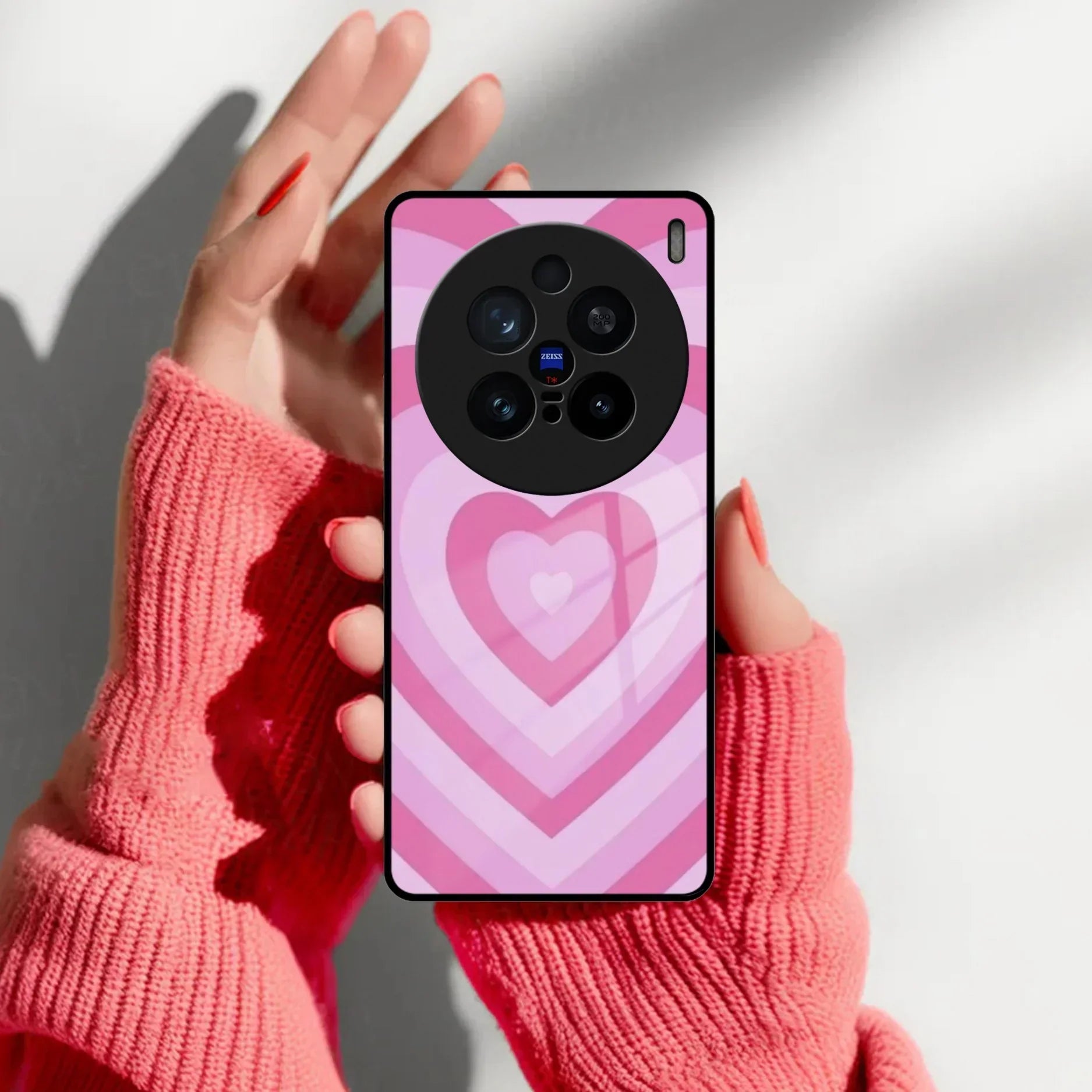 Latte Love Patter Glass Case Cover - Pink For Vivo - ShopOnCliQ